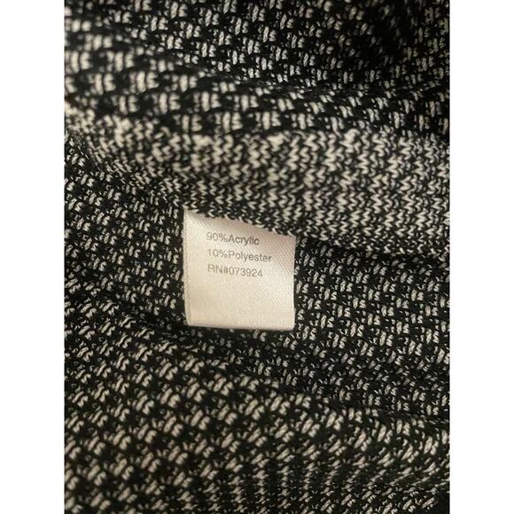 Ming Wang M Knit Jacket Sweater White Aqua Black Zigzag 3/4 Sleeve Zip Cardigan - Picture 7 of 9